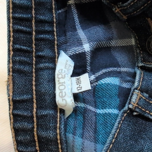 george plaid cotton flannel lined straight leg denim jeans 12-18 months baby boy - Picture 2 of 8